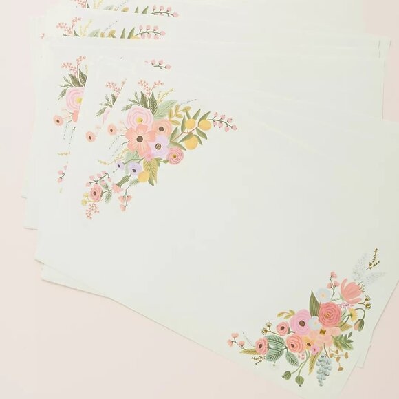 Rifle Paper Co. Elodie Paper Placemats Set of 24 Light Green Floral - Picture 10 of 10
